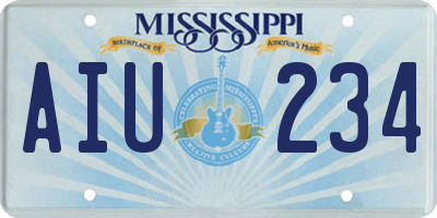 MS license plate AIU234