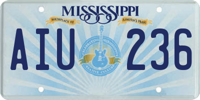 MS license plate AIU236
