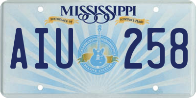 MS license plate AIU258