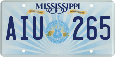 MS license plate AIU265