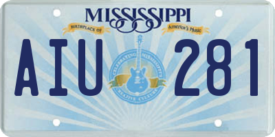 MS license plate AIU281