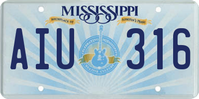 MS license plate AIU316