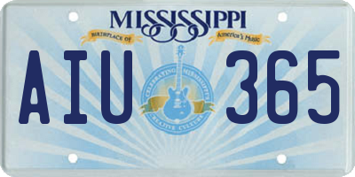 MS license plate AIU365