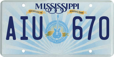 MS license plate AIU670