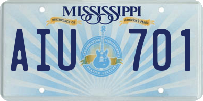 MS license plate AIU701