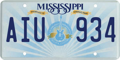 MS license plate AIU934