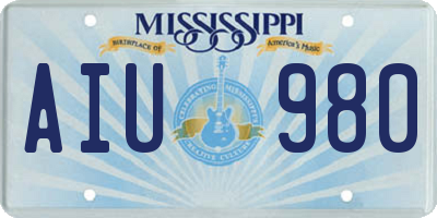 MS license plate AIU980
