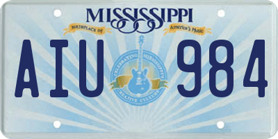 MS license plate AIU984