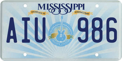 MS license plate AIU986