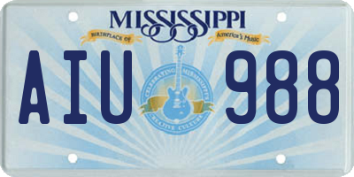MS license plate AIU988