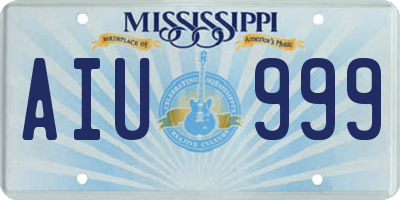 MS license plate AIU999