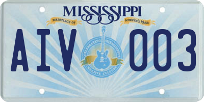 MS license plate AIV003