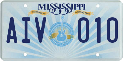 MS license plate AIV010