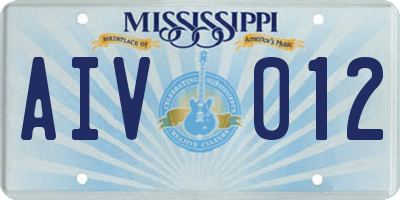 MS license plate AIV012