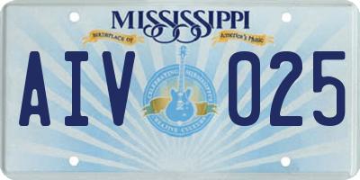MS license plate AIV025