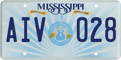 MS license plate AIV028