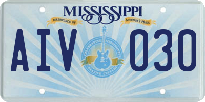 MS license plate AIV030