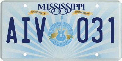 MS license plate AIV031