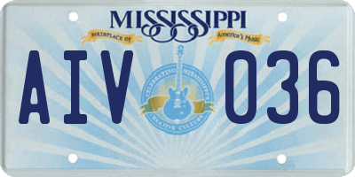 MS license plate AIV036