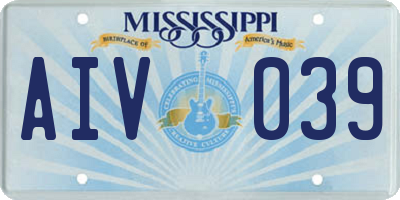 MS license plate AIV039
