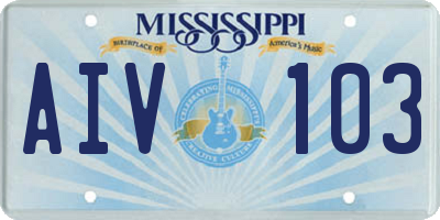 MS license plate AIV103