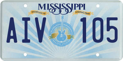 MS license plate AIV105