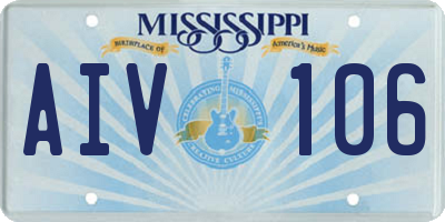 MS license plate AIV106