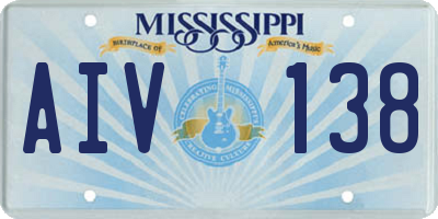 MS license plate AIV138