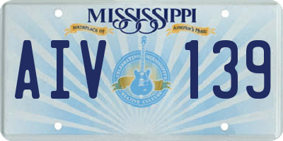 MS license plate AIV139