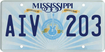 MS license plate AIV203