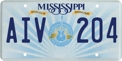 MS license plate AIV204