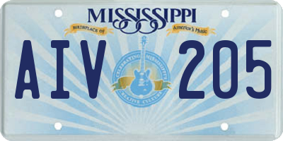MS license plate AIV205