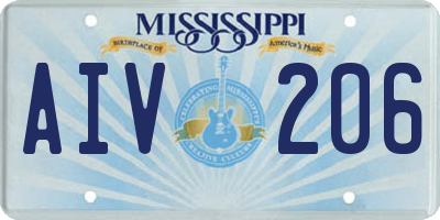 MS license plate AIV206