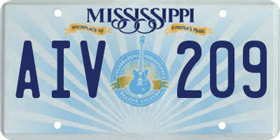 MS license plate AIV209