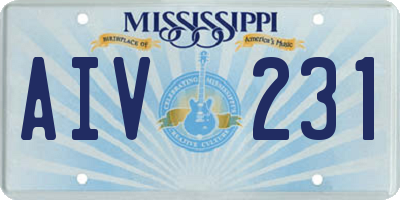 MS license plate AIV231