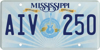 MS license plate AIV250