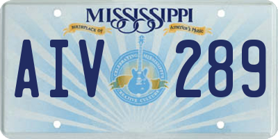 MS license plate AIV289