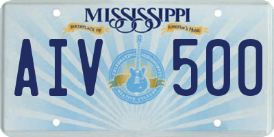 MS license plate AIV500