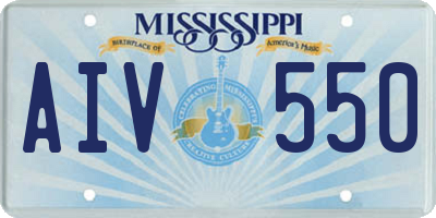 MS license plate AIV550