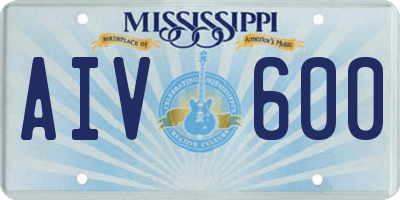 MS license plate AIV600