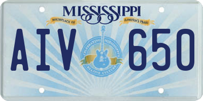 MS license plate AIV650