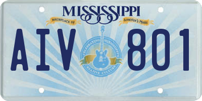 MS license plate AIV801