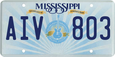 MS license plate AIV803
