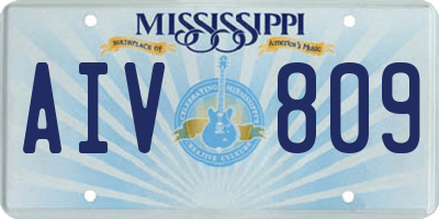 MS license plate AIV809