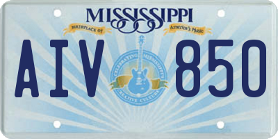 MS license plate AIV850
