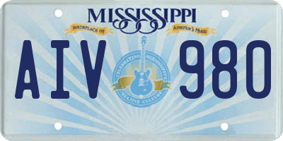 MS license plate AIV980