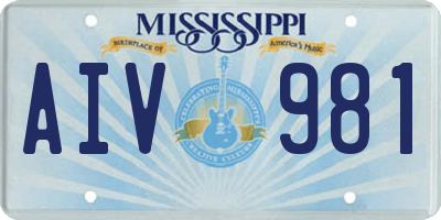 MS license plate AIV981