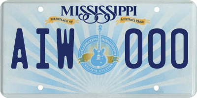 MS license plate AIW000