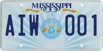 MS license plate AIW001