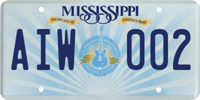 MS license plate AIW002